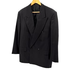 Vintage 90s Duemila by Sandro Zanella Black Textured Double Breasted Blazer